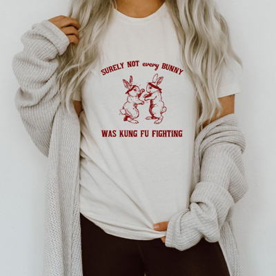 Bunny Combat: Not Every Bunny Fights Kung Fu! Soft Cozy Longer Length Unisex Graphic Tee T-shirt