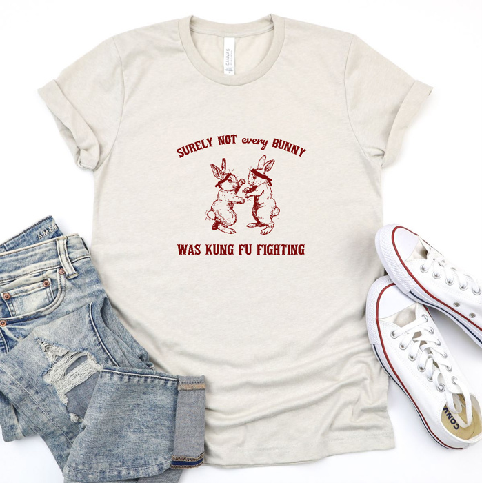 Bunny Combat: Not Every Bunny Fights Kung Fu! Soft Cozy Longer Length Unisex Graphic Tee T-shirt