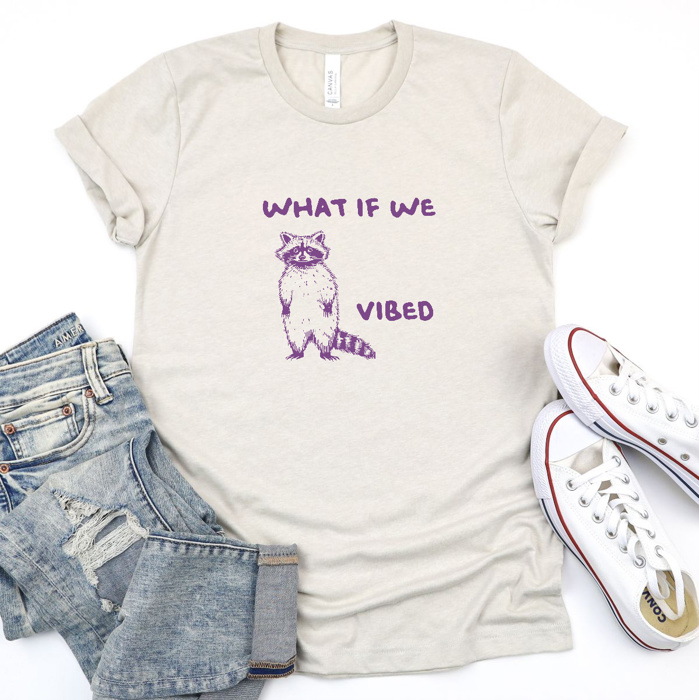Vibe with the Raccoon: Embrace the Whimsical Soft Cozy Longer Length Unisex Graphic Tee T-shirt