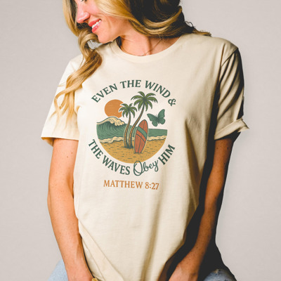 EVEN THE WIND & THE WAVES Obey HIM Surfs Up Soft Cozy Longer Length Unisex Graphic Tee T-shirt