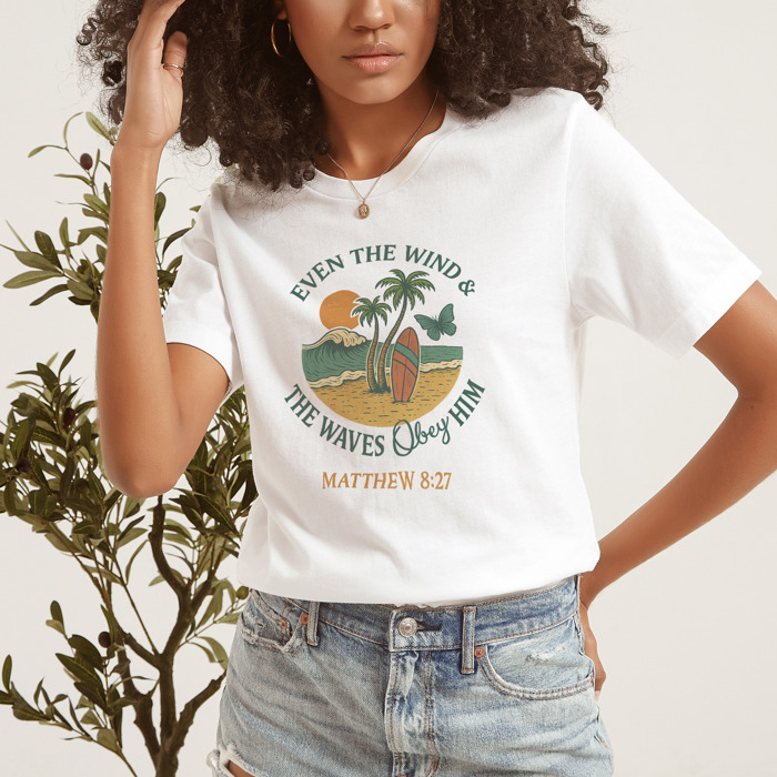 EVEN THE WIND & THE WAVES Obey HIM Surfs Up Soft Cozy Longer Length Unisex Graphic Tee T-shirt