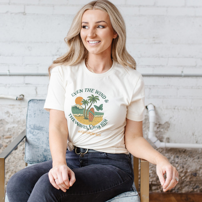 EVEN THE WIND & THE WAVES Obey HIM Surfs Up Soft Cozy Longer Length Unisex Graphic Tee T-shirt