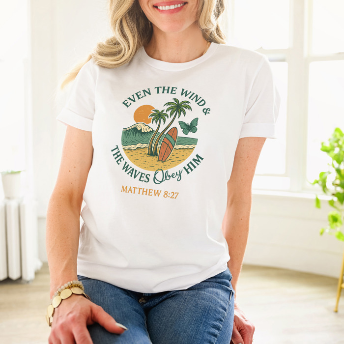 EVEN THE WIND & THE WAVES Obey HIM Surfs Up Soft Cozy Longer Length Unisex Graphic Tee T-shirt