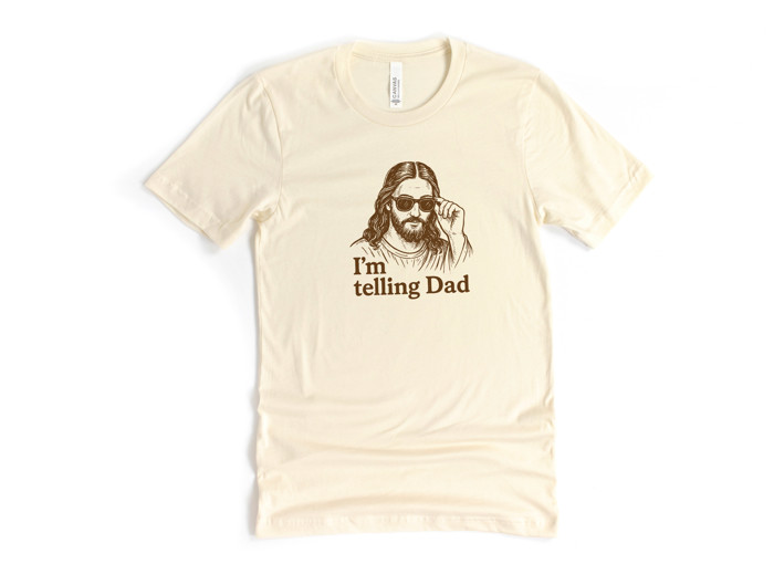 I'm telling Dad | The Divine Authority: Reporting Back to Dad! Soft Cozy Longer Length Unisex Graphic Tee T-shirt