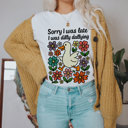  Sorry I was late I was dilly dallying | Quirky Wanderer: A Duck's Delightful Delay Soft Cozy Longer Length Unisex Graphic Tee T-shirt