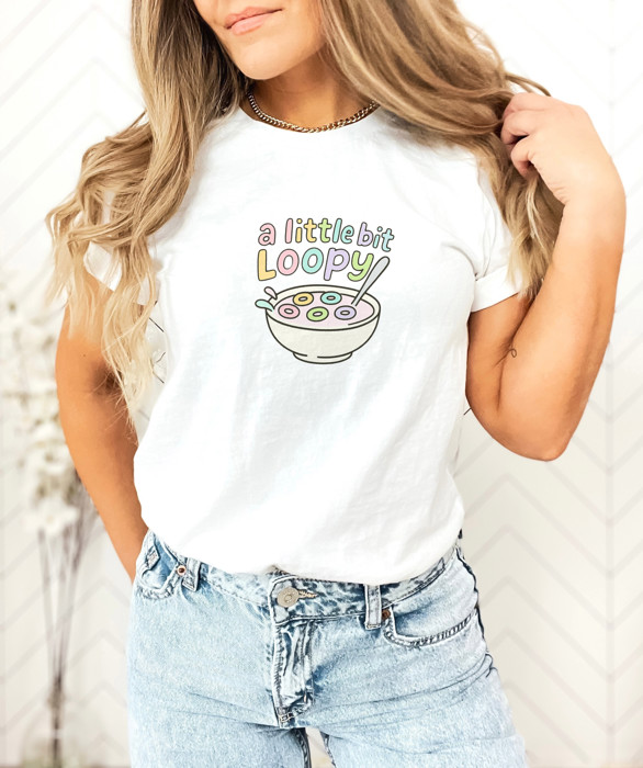 a little bit Loopy | Joyful Breakfast Whimsy Soft Cozy Longer Length Unisex Graphic Tee T-shirt