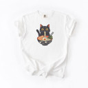  Cat Eating Ramen | Noodle Nirvana: A Feline Feast Unisex Heavyweight Comfort Tee