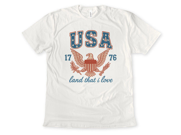USA 1776 land that i love | Celebrating Freedom: Heart and Heritage of the USA Soft Cozy Longer Length Unisex Graphic Tee T-shirt