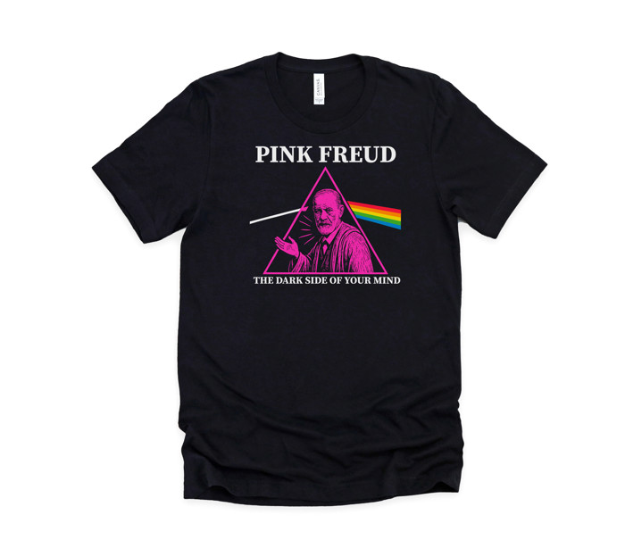 PINK FREUD | THE DARK SIDE OF YOUR MIND | Breaking Boundaries: The Psyche's Prism Soft Cozy Longer Length Unisex Graphic Tee T-shirt