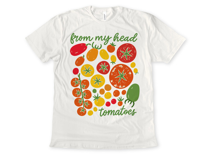 from my head tomatoes | A Vibrant Celebration of Garden Goodness Soft Cozy Longer Length Unisex Graphic Tee T-shirt