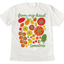  from my head tomatoes | A Vibrant Celebration of Garden Goodness Soft Cozy Longer Length Unisex Graphic Tee T-shirt