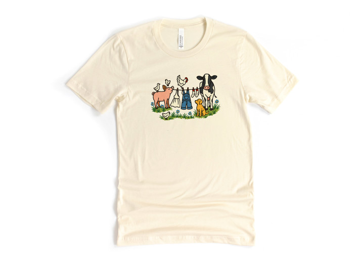 Farm Life Fun | Whimsical Barnyard Bliss Soft Cozy Longer Length Unisex Graphic Tee T-shirt