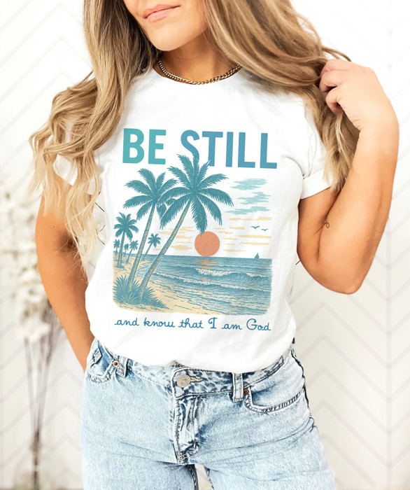 BE STILL and know that I am God | Embrace the Serenity of Faith Soft Cozy Longer Length Unisex Graphic Tee T-shirt
