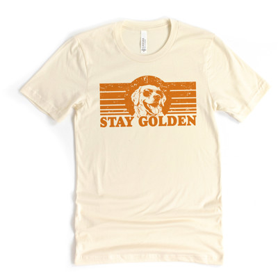 STAY GOLDEN | Radiate Joy with Every Wag Soft Cozy Longer Length Unisex Graphic Tee T-shirt