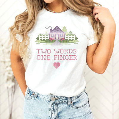 TWO WORDS ONE FINGER | A Whimsical Rebellion Soft Cozy Longer Length Unisex Graphic Tee T-shirt