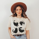 Spooky Cute Black Cats in Space | Cosmic Catventures Soft Cozy Longer Length Unisex Graphic Tee T-shirt