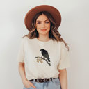  Spooky Nihonga Japanese Style CROW ON BRANCH | Whisper of Shadows Soft Cozy Longer Length Unisex Graphic Tee T-shirt