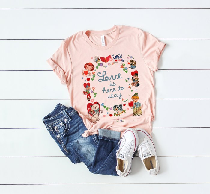 Vintage Little Golden Happy Valentine's Love Day Unisex Heavyweight Comfort Tee