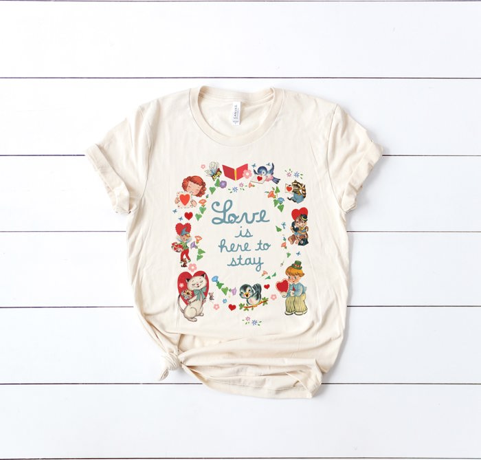 Vintage Little Golden Happy Valentine's Love Day Unisex Heavyweight Comfort Tee