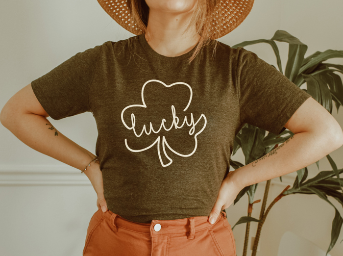 Embrace Your Luck: The Lucky Clover Collection (white ink) Soft Cozy Longer Length Unisex Graphic Tee T-shirt