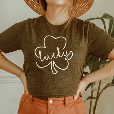 Embrace Your Luck: The Lucky Clover Collection (white ink) Soft Cozy Longer Length Unisex Graphic Tee T-shirt