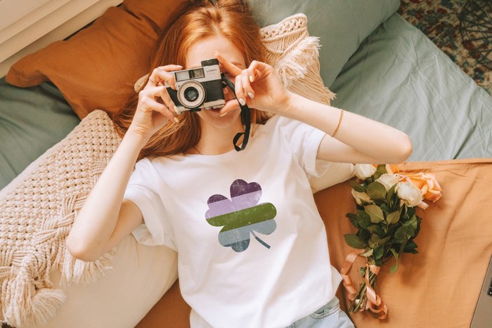 Vintage Stripe Lucky Clover St. Patrick's Day Vintage Nostalgia Soft Cozy Longer Length Unisex Graphic Tee T-shirt