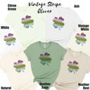  Vintage Stripe Lucky Clover St. Patrick's Day Vintage Nostalgia Soft Cozy Longer Length Unisex Graphic Tee T-shirt