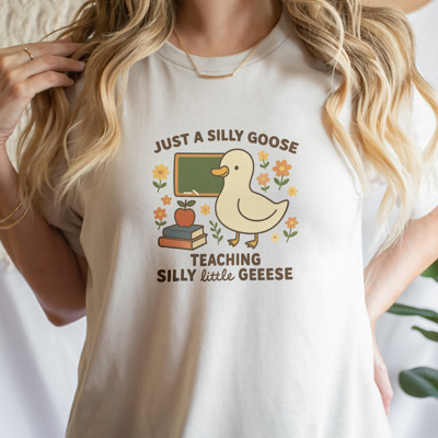 The Silly Goose Teaching Silly Little Geese Soft Cozy Longer Length Unisex Graphic Tee T-shirt