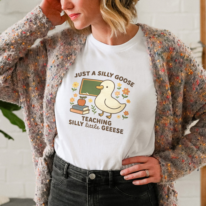 The Silly Goose Teaching Silly Little Geese Soft Cozy Longer Length Unisex Graphic Tee T-shirt
