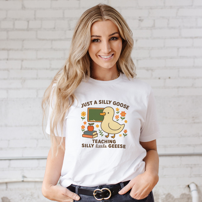 The Silly Goose Teaching Silly Little Geese Soft Cozy Longer Length Unisex Graphic Tee T-shirt