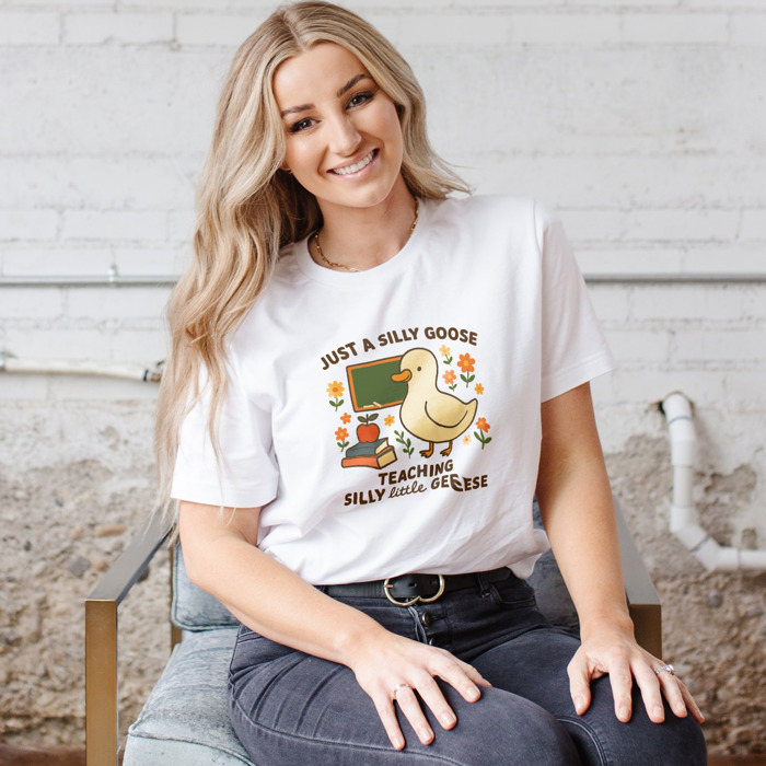The Silly Goose Teaching Silly Little Geese Soft Cozy Longer Length Unisex Graphic Tee T-shirt