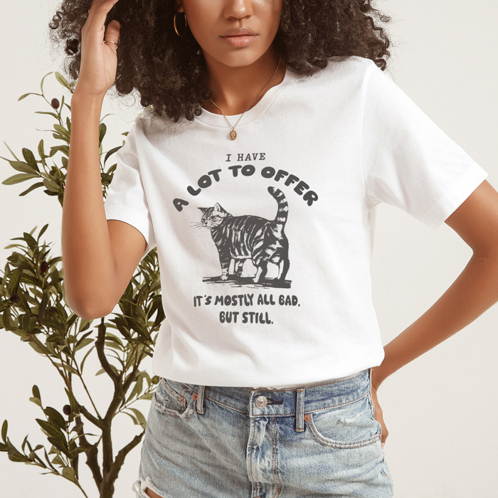 A Lot to Offer It's Mostly Bad. But Still. Soft Cozy Longer Length Unisex Graphic Tee T-shirt