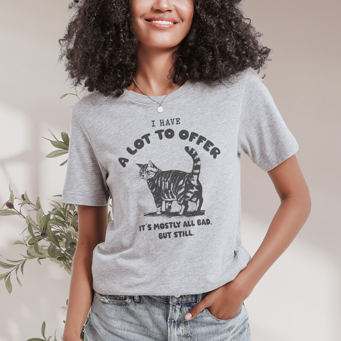 A Lot to Offer It's Mostly Bad. But Still. Soft Cozy Longer Length Unisex Graphic Tee T-shirt