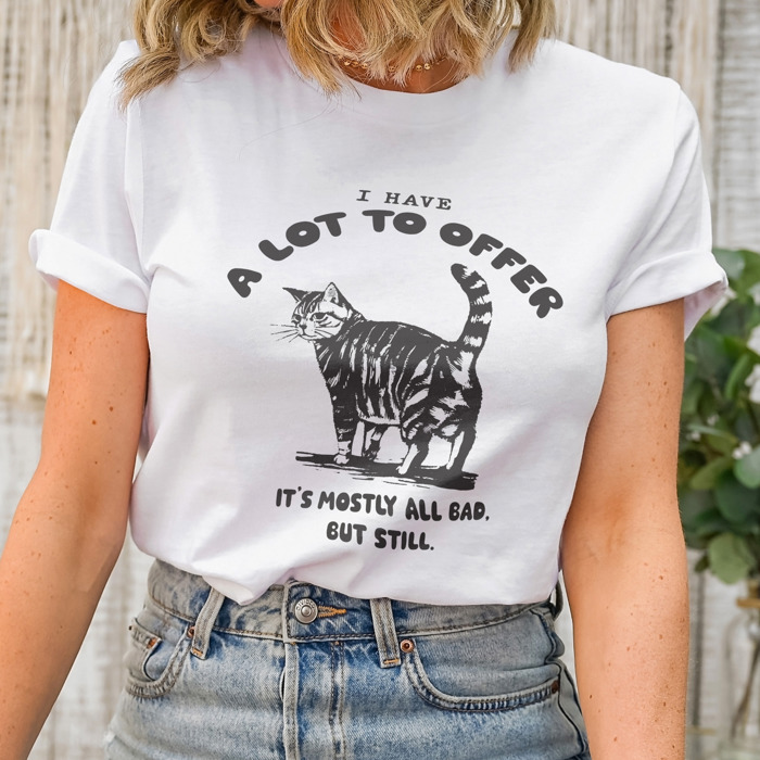 A Lot to Offer It's Mostly Bad. But Still. Soft Cozy Longer Length Unisex Graphic Tee T-shirt