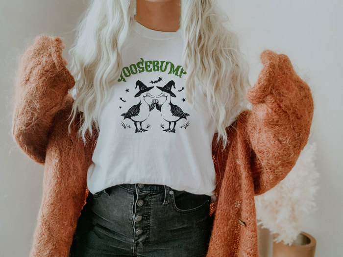 GOOSEBUMPS | Quirky Witches Unite: A Spooky Celebration Soft Cozy Longer Length Unisex Graphic Tee T-shirt