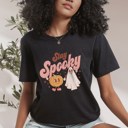  Stay Spooky Pumpkin and Ghost Retro Halloween Soft Unisex Graphic Tee T-shirt