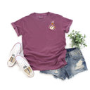  Faux (Printed, not real embroidery)    Embroidery Wild Flower Pocket Unisex Heavyweight Comfort Tee