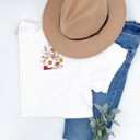 Faux (Printed, not real embroidery)    Embroidery Wild Flower Pocket Unisex Heavyweight Comfort Tee