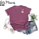  Faux (Printed, not real embroidery)    Embroidery Wild Flower Pocket Unisex Heavyweight Comfort Tee