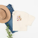 Ivory Small Faux (Printed, not real embroidery)    Embroidery Wild Flower Pocket Unisex Heavyweight Comfort Tee