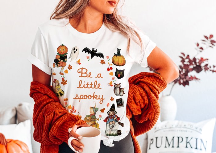 Be a Little Spooky Happly Halloween Vintage Unisex Heavyweight Comfort Tee
