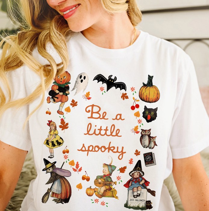Be a Little Spooky Happly Halloween Vintage Unisex Heavyweight Comfort Tee