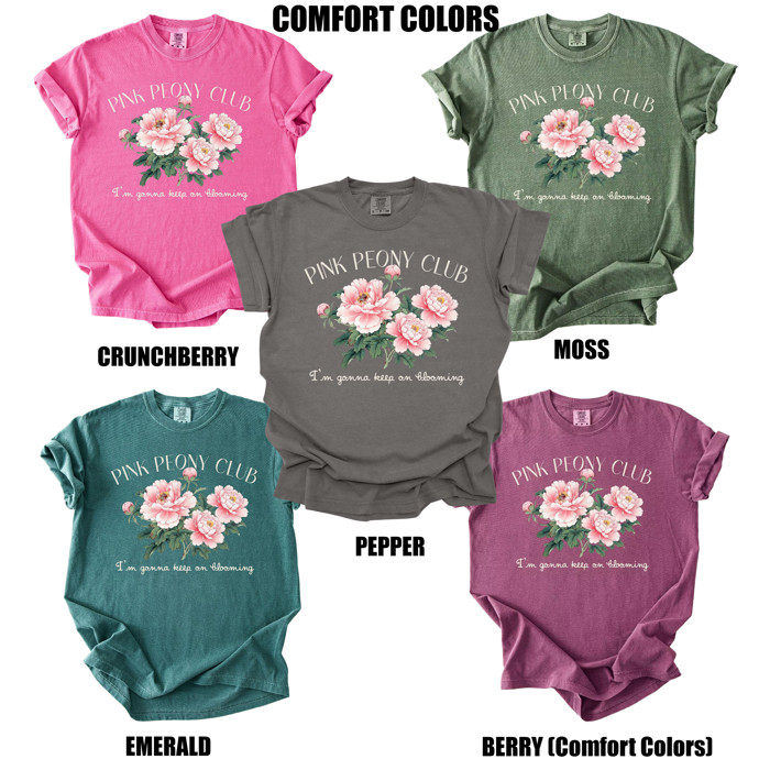 Pink Peony Club Flower Gardener Spring Florals - Choose T-Shirt or Sweatshirt