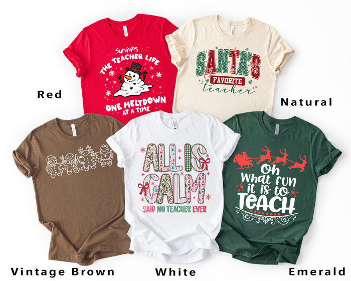 Cozy Christmas Holiday Teacher Tees - Perfect Comfy Teacher Bella Canvas T-Shirt