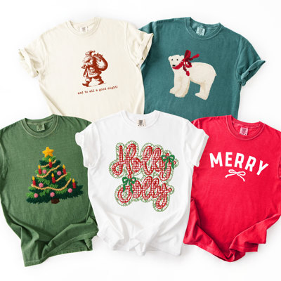 Adorable Printed Coquette Christmas Cheer - T-Shirt (Crewneck)  100 Cotton Heavyweight Tee (Unisex)  Comfort Colors