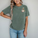 Moss Small Faux (Printed, not real embroidery)    Embroidery Wild Flower Pocket Unisex Heavyweight Comfort Tee