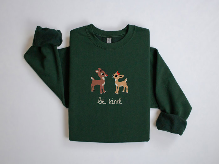 Adorable Be Kind Reindeer Rudolph Christmas Sweatshirt