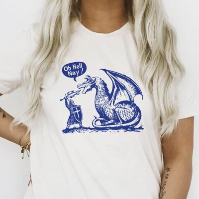 Oh Hell Nay! - Knight vs. Dragon Adventure Tee Soft Cozy Longer Length Unisex Graphic Tee T-shirt