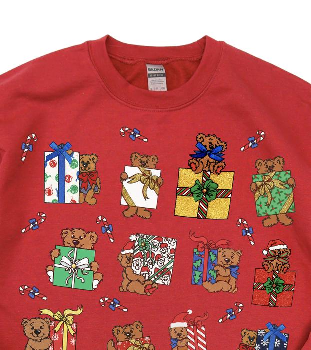 Vintage Gift Teddies PRINTED Christmas Teddy Bears - Comfy Drop Shoulder Sweatshirt