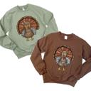  Mr. and Mrs. Turkey For Thanksgiving Feeling Grateful - Comfy Unisex Drop Shoulder Sweatshirt